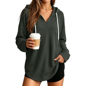image:imageANRABESS Hoodies for Women Waffle Knit Oversized SweatshirtArmy Green