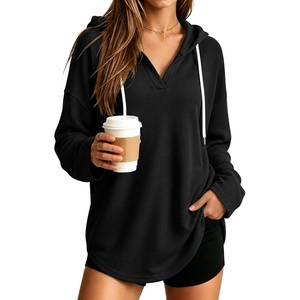 image:imageANRABESS Hoodies for Women Waffle Knit Oversized SweatshirtBlack