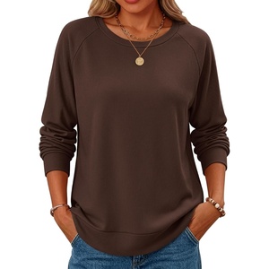 image:imageANRABESS Long Sleeve Shirts for Womens Waffle Knit Tunic TopsBrown