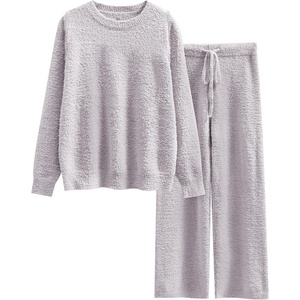 image:imageANRABESS Lounge Sets for Women Fuzzy Fleece Pajama SetPurple Grey