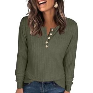 image:imageANRABESS Ribbed Long Sleeve Henley Shirts for WomenDeep Green