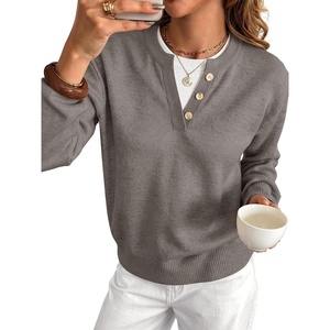 image:imageANRABESS Sweaters for Women 2026 Fall Long Sleeve Lightweight Pullover TopsGrey Khaki