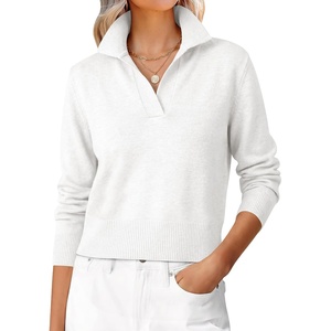 image:imageANRABESS Sweaters for Women Cropped Polo Collared Long SleeveWhite
