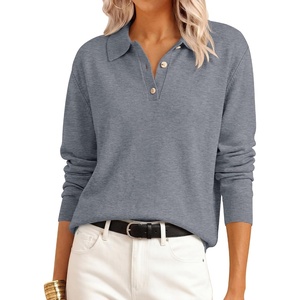 image:imageANRABESS Sweaters for Women Polo Collared Knit Long Sleeve PulloverDark Grey