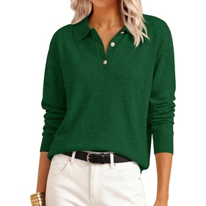 image:imageANRABESS Sweaters for Women Polo Collared Knit Long Sleeve PulloverForest Green