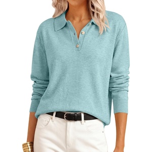 image:imageANRABESS Sweaters for Women Polo Collared Knit Long Sleeve PulloverLight Blue