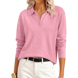 image:imageANRABESS Sweaters for Women Polo Collared Knit Long Sleeve PulloverPink