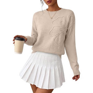 image:imageANRABESS Sweaters for Women Trendy 3D Floral Knit 2026 Fall Fashion OutfitsBeige