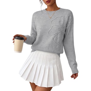 image:imageANRABESS Sweaters for Women Trendy 3D Floral Knit 2026 Fall Fashion OutfitsGrey