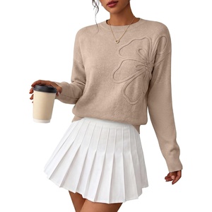 image:imageANRABESS Sweaters for Women Trendy 3D Floral Knit 2026 Fall Fashion OutfitsKhaki