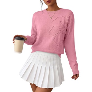 image:imageANRABESS Sweaters for Women Trendy 3D Floral Knit 2026 Fall Fashion OutfitsPink