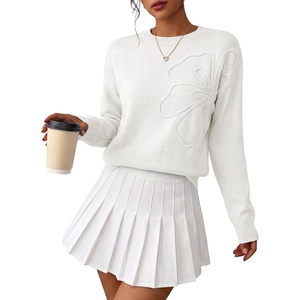 image:imageANRABESS Sweaters for Women Trendy 3D Floral Knit 2026 Fall Fashion OutfitsWhite