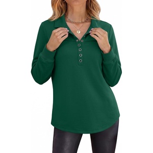 image:imageANRABESS Sweatshirt for Women Long Sleeve Pullover Polo Shirts Fall WinterDeep Green