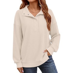 image:imageANRABESS Sweatshirt for Women Waffle Knit Henley Pullover TopsBeige