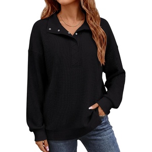 image:imageANRABESS Sweatshirt for Women Waffle Knit Henley Pullover TopsBlack