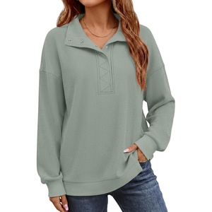 image:imageANRABESS Sweatshirt for Women Waffle Knit Henley Pullover TopsGreen