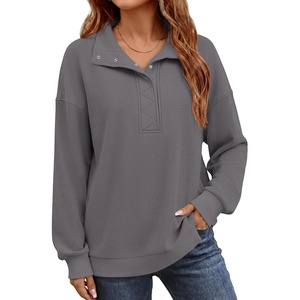 image:imageANRABESS Sweatshirt for Women Waffle Knit Henley Pullover TopsGrey