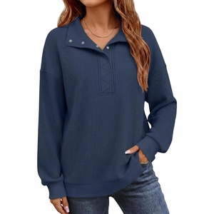 image:imageANRABESS Sweatshirt for Women Waffle Knit Henley Pullover TopsNavy Blue