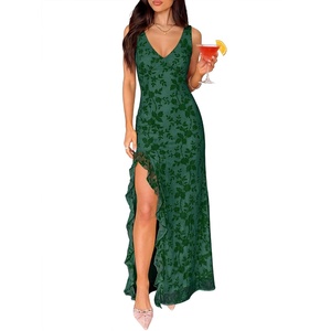 image:imageANRABESS Wedding Guest Dresses for Women Mesh Semi Formal Maxi DressDeep Green