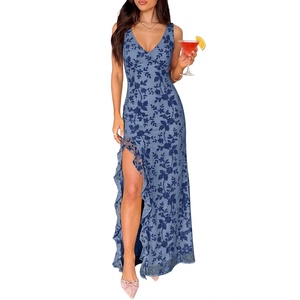 image:imageANRABESS Wedding Guest Dresses for Women Mesh Semi Formal Maxi DressDusty Blue