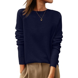 image:imageANRABESS Women 100 Wool Long Sleeve Sweaters Fall Business Casual OutfitsNavy Blue