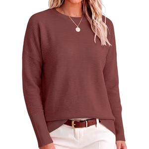 image:imageANRABESS Women Fall Oversized Long Batwing Sleeve Ribbed SweatersRust