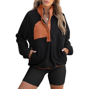 image:imageANRABESS Women Fuzzy Fleece Pullover Sherpa Jacket Sweatshirt with PocketsBlack