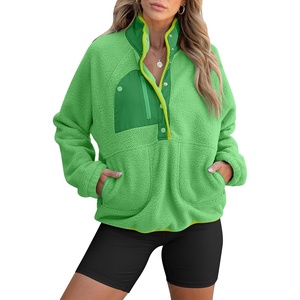 image:imageANRABESS Women Fuzzy Fleece Pullover Sherpa Jacket Sweatshirt with PocketsGreen