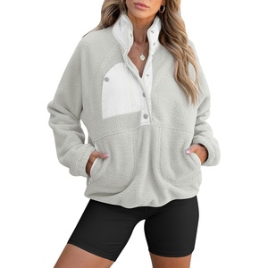 image:imageANRABESS Women Fuzzy Fleece Pullover Sherpa Jacket Sweatshirt with PocketsLight Grey
