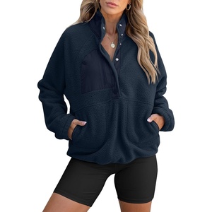 image:imageANRABESS Women Fuzzy Fleece Pullover Sherpa Jacket Sweatshirt with PocketsNavy Blue