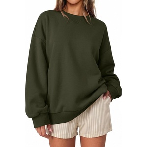 image:imageANRABESS Women Oversized Crew Neck Fleece Fall SweatshirtsArmygreen