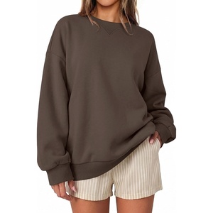 image:imageANRABESS Women Oversized Crew Neck Fleece Fall SweatshirtsBrown
