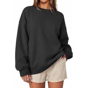 image:imageANRABESS Women Oversized Crew Neck Fleece Fall SweatshirtsDark Grey