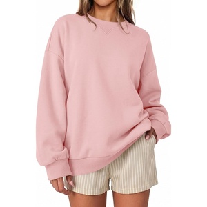 image:imageANRABESS Women Oversized Crew Neck Fleece Fall SweatshirtsPink