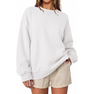 image:imageANRABESS Women Oversized Crew Neck Fleece Fall SweatshirtsWhite