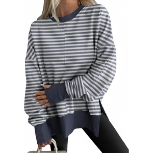 image:imageANRABESS Women Oversized Sweatshirts Fall Outfits with ThumbholeGrey Blue Striped