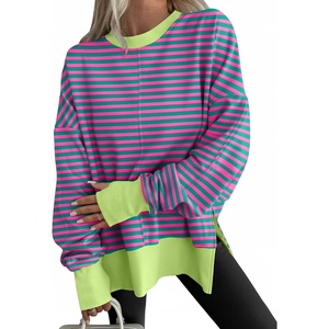 image:imageANRABESS Women Oversized Sweatshirts Fall Outfits with ThumbholePink Green Striped