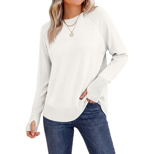 image:imageANRABESS Womens Fall Long Sleeve Lightweight SweatersCream White
