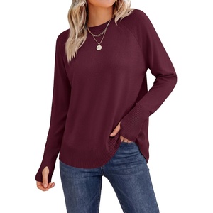 image:imageANRABESS Womens Fall Long Sleeve Lightweight SweatersWine Red