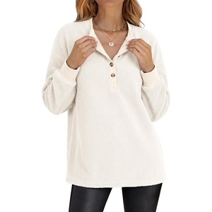 image:imageANRABESS Womens Fleece Pullover Sherpa Fuzzy Button Up SweatshirtsBeige