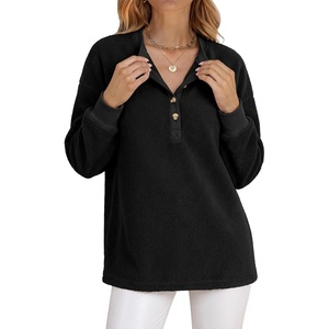 image:imageANRABESS Womens Fleece Pullover Sherpa Fuzzy Button Up SweatshirtsBlack