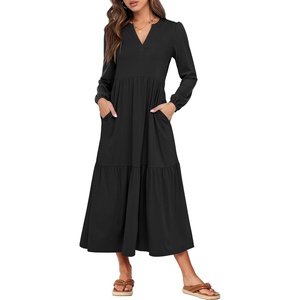 image:imageANRABESS Womens Long Sleeve Fall Flowy Boho Maxi DressesBlack
