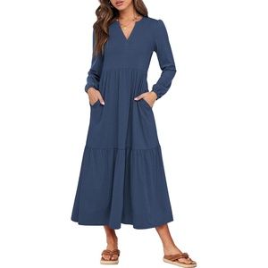 image:imageANRABESS Womens Long Sleeve Fall Flowy Boho Maxi DressesBlue