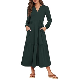 image:imageANRABESS Womens Long Sleeve Fall Flowy Boho Maxi DressesDark Green