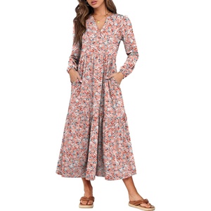 image:imageANRABESS Womens Long Sleeve Fall Flowy Boho Maxi DressesFloral Pink