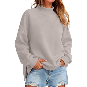 image:imageANRABESS Womens Mock Neck Oversized Sweatshirts Pullover Fall OutfitsGrey Khaki