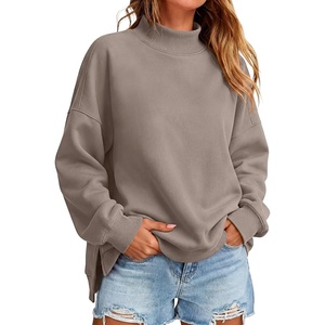 image:imageANRABESS Womens Mock Neck Oversized Sweatshirts Pullover Fall OutfitsMocha