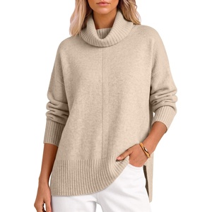 image:imageANRABESS Womens Oversized Cowl Neck Cozy Batwing Long Sleeve Fall SweaterAlmond