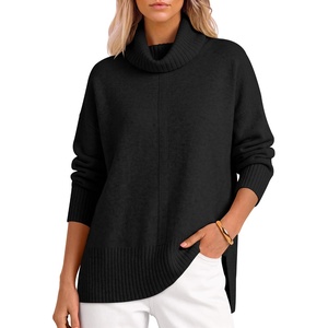image:imageANRABESS Womens Oversized Cowl Neck Cozy Batwing Long Sleeve Fall SweaterBlack