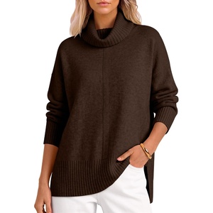 image:imageANRABESS Womens Oversized Cowl Neck Cozy Batwing Long Sleeve Fall SweaterCoffee